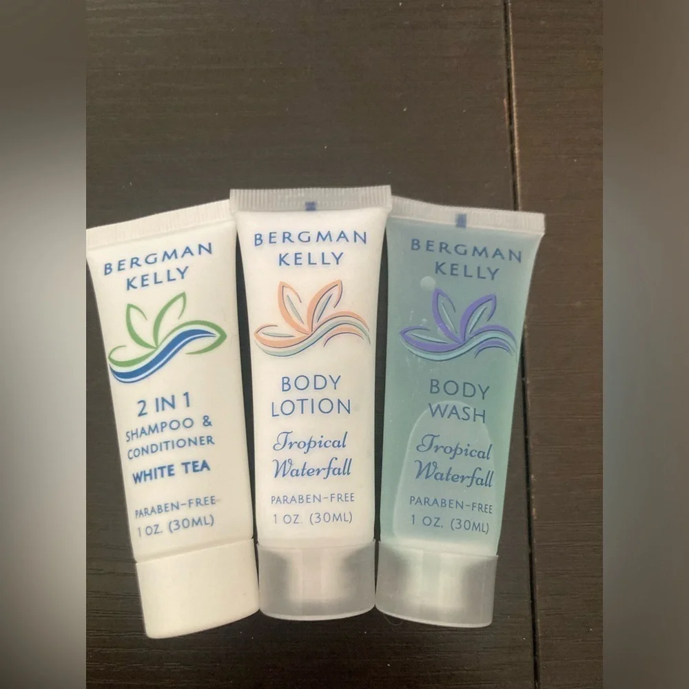 4/$25 Bergman Kelly Travel set. 3 piece set. Perfect for travel. Each 1 oz
